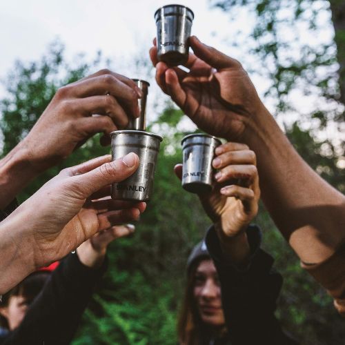 스텐리 [아마존베스트]Stanley Shot Flask Gift Stainless Steel Glass Set Outdoor Adventure Pack 4 Metal Glasses Whisky Travel Drinking cup