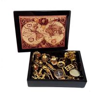 Stanley London 14-Piece Nautical Brass Keychain Set in Old World Map Gift Box