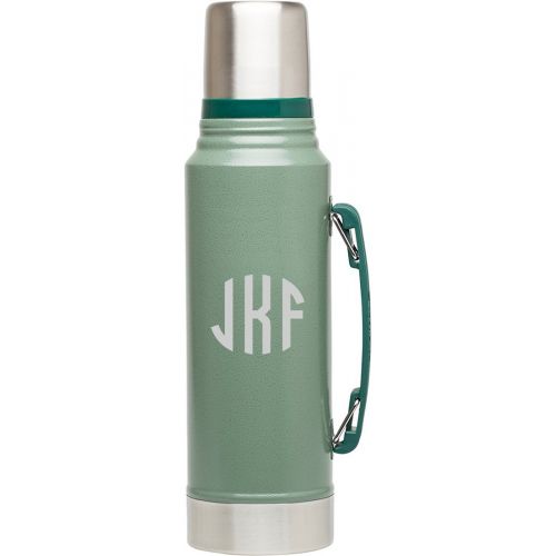 스텐리 Personalized Stanley Classic Vacuum Hammertone Green 1.1QT Bottle with Free Monogram