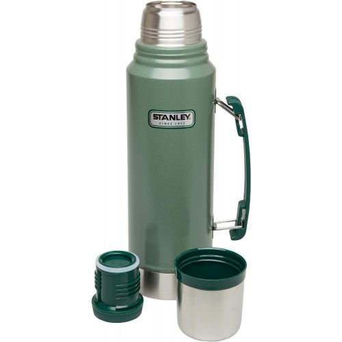 스텐리 Personalized Stanley Classic Vacuum Hammertone Green 1.1QT Bottle with Free Monogram