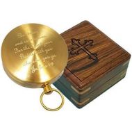Stanley London Personalized Pocket Compass Engraved Joshua 1:9 (Be Strong and Courageous) - Great for Baptism, Confirmation, First Communion, Graduation