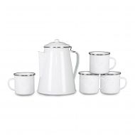 Stansport Enamel Percolator Coffee Pot & 4 Mug Set White Enamel by StanSport