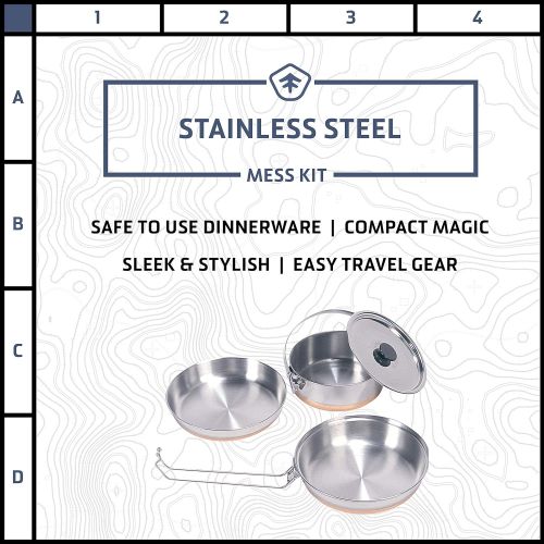  STANSPORT - Stainless Steel Mess Kit for Camping,Backpacking & Outdoors