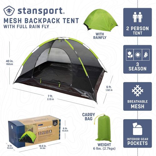  Stansport 723-800-STA 723-800 Star-Lite I Back Pack Tent with Fly, 84 x 60 x 40,Neon Green