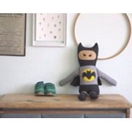 StapleyDollsandDecor Batman Handmade Plush Doll, boy doll, cloth doll, fabric doll, rag doll, superhero doll, marvel doll,