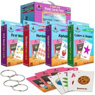 Star Right Flash Cards Set of 4 - Numbers, Alphabets, First Words, Colors & Shapes - Value Pack Flash Cards with Rings for Pre K - K