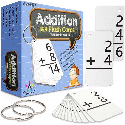  [아마존베스트]Star Right Education Addition Flash Cards, 0-12 (All Facts, 169 Cards) With 2 Rings