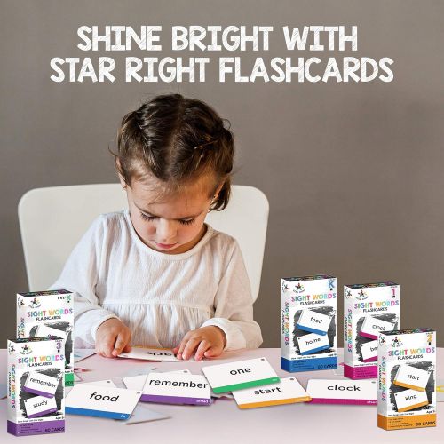  [아마존베스트]Star Right Sight Words Flash Cards Pack - 120 Academic Words, 6 Fun Games, 7 Teaching Techniques -Age of 4, 5, 6, 7 Years old, Pre K, Preschool, Kindergarten, 1st, 2nd Grade, Homes