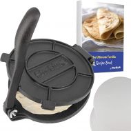 [아마존베스트]8 Inch Cast Iron Tortilla Press by StarBlue with FREE 100 Pieces Oil Paper and Recipes e-book - Tool to make Indian style Chapati, Tortilla, Roti