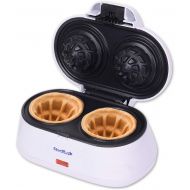 [아마존베스트]Double Waffle Bowl Maker by StarBlue - White - Make bowl shapes Belgian waffles in minutes | Best for serving ice cream and fruit | Gift ideas 110V 50/60Hz 1200W