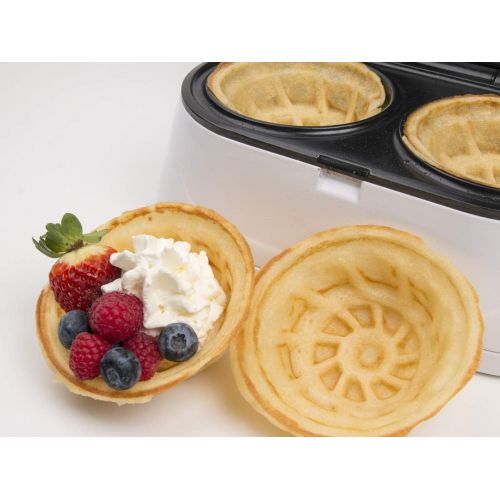  [아마존베스트]Double Waffle Bowl Maker by StarBlue - White - Make bowl shapes Belgian waffles in minutes | Best for serving ice cream and fruit | Gift ideas 110V 50/60Hz 1200W