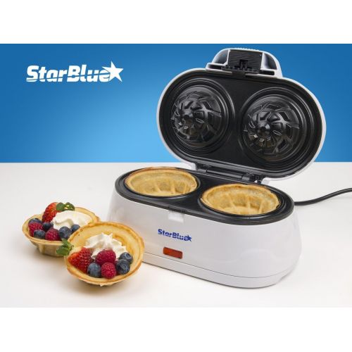  [아마존베스트]Double Waffle Bowl Maker by StarBlue - White - Make bowl shapes Belgian waffles in minutes | Best for serving ice cream and fruit | Gift ideas 110V 50/60Hz 1200W