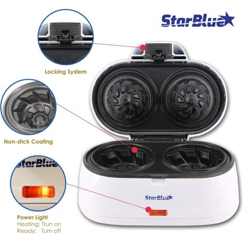  [아마존베스트]Double Waffle Bowl Maker by StarBlue - White - Make bowl shapes Belgian waffles in minutes | Best for serving ice cream and fruit | Gift ideas 110V 50/60Hz 1200W