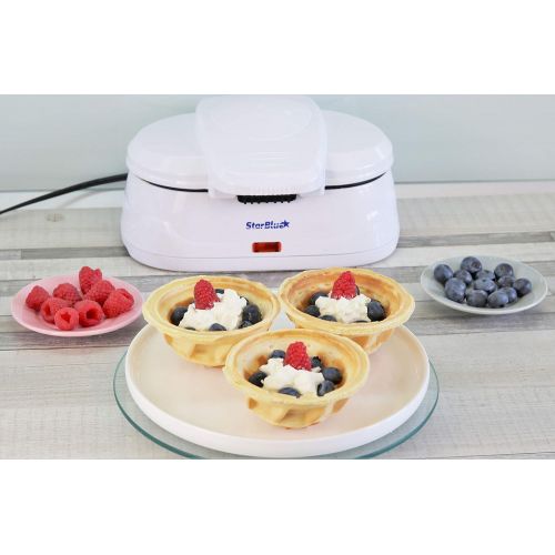  [아마존베스트]Double Waffle Bowl Maker by StarBlue - White - Make bowl shapes Belgian waffles in minutes | Best for serving ice cream and fruit | Gift ideas 110V 50/60Hz 1200W