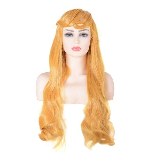  StarDY Women Wig Princess Aurora Gold Yellow Curly Hairs Coslay Costume