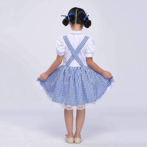  StarDY Kid Blue Gingham Dresses Girl Plaid Strappy Skirts Dance Fluffy Tutu Halloween Cosplay Princess Dress Fairy Tale ¡­