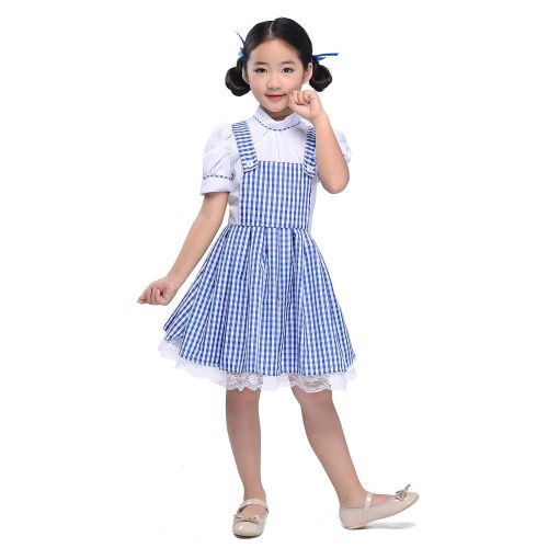  StarDY Kid Blue Gingham Dresses Girl Plaid Strappy Skirts Dance Fluffy Tutu Halloween Cosplay Princess Dress Fairy Tale ¡­