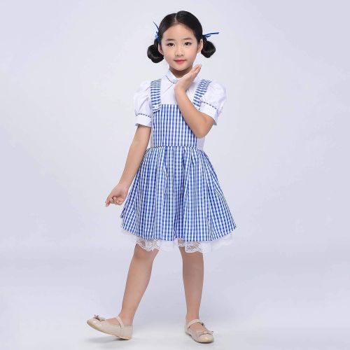  StarDY Kid Blue Gingham Dresses Girl Plaid Strappy Skirts Dance Fluffy Tutu Halloween Cosplay Princess Dress Fairy Tale ¡­