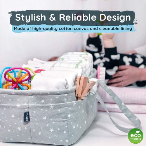  [아마존베스트]StarHug Unique Baby Diaper Caddy Organizer - Large Nursery Storage Bin for Changing Table | Car Travel Tote Bag | Boy Girl Shower Gift Basket | Newborn Registry Must Haves | Free Bonus Bot