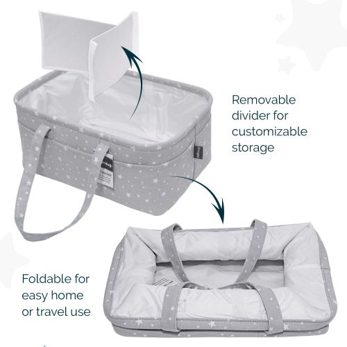  [아마존베스트]StarHug Unique Baby Diaper Caddy Organizer - Large Nursery Storage Bin for Changing Table | Car Travel Tote Bag | Boy Girl Shower Gift Basket | Newborn Registry Must Haves | Free Bonus Bot