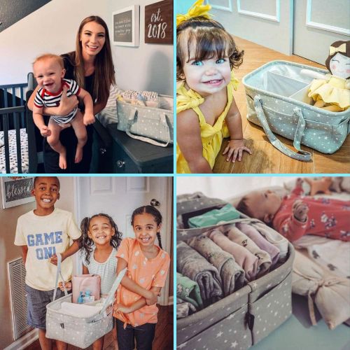  StarHug Baby Diaper Caddy Organizer - Baby Shower Gift Basket | Large Nursery Storage Bin for Changing Table | Car Travel Tote Bag | Newborn Registry Must Haves | Free Bonus Bottle