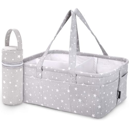  StarHug Baby Diaper Caddy Organizer - Baby Shower Gift Basket | Large Nursery Storage Bin for Changing Table | Car Travel Tote Bag | Newborn Registry Must Haves | Free Bonus Bottle