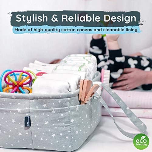  StarHug Baby Diaper Caddy Organizer - Baby Shower Gift Basket | Large Nursery Storage Bin for Changing Table | Car Travel Tote Bag | Newborn Registry Must Haves | Free Bonus Bottle