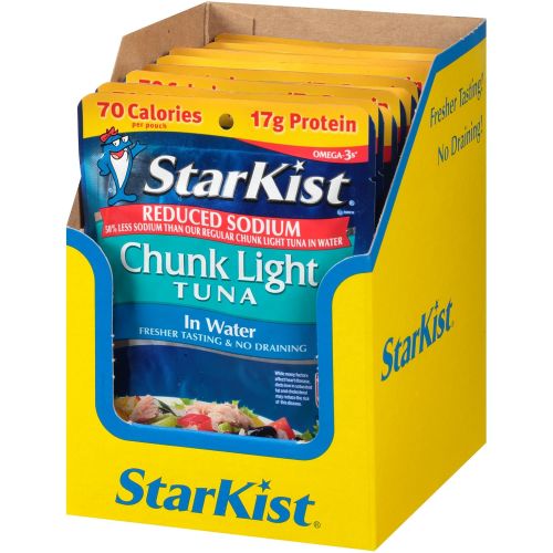  StarKist Reduced Sodium Chunk Light Tuna in Water, 2.6 Ounce Pouches (Pack of 24)