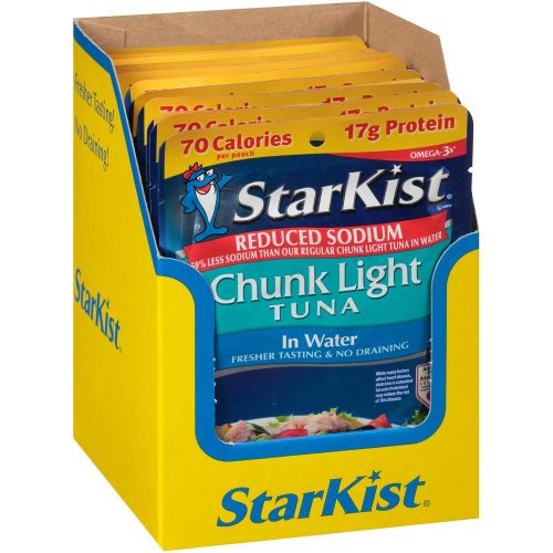  StarKist Reduced Sodium Chunk Light Tuna in Water, 2.6 Ounce Pouches (Pack of 24)