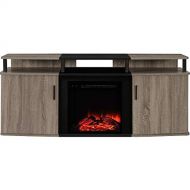 StarSun Depot Sonoma Oak/Black Electric Fireplace TV Stand - Accommodates up to 70-inch TV