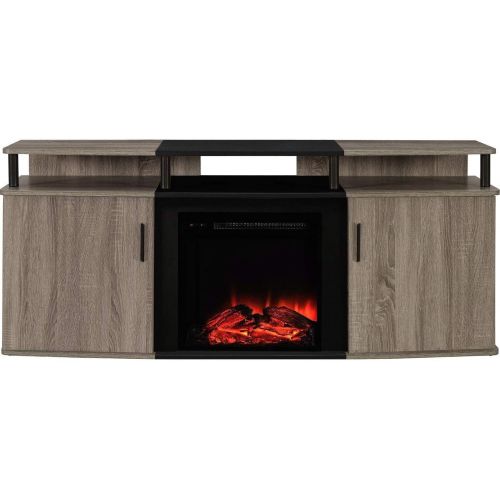  StarSun Depot Sonoma Oak/Black Electric Fireplace TV Stand - Accommodates up to 70-inch TV