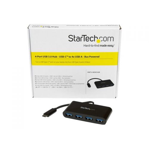  StarTech Startech HB30C4AB 4-Port USB-C Hub - USB-C to 4x USB-A - USB 3.0 Hub - Bus Powered