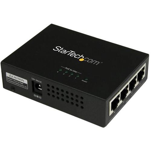  StarTech Star Tech 4-Port Gigabit Midspan PoE+ Injector Wall-Mountable Power Over Ethernet