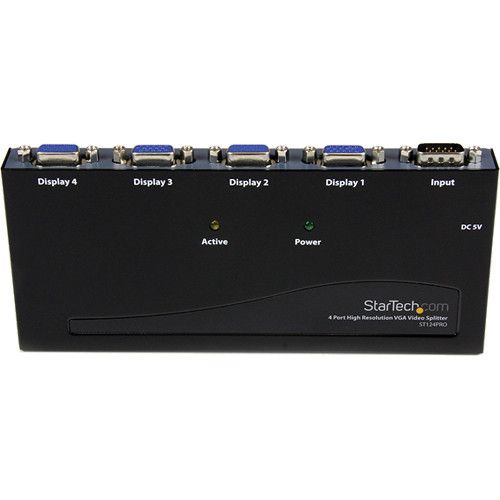  StarTech 4-Port High Resolution VGA Video Splitter (Black)