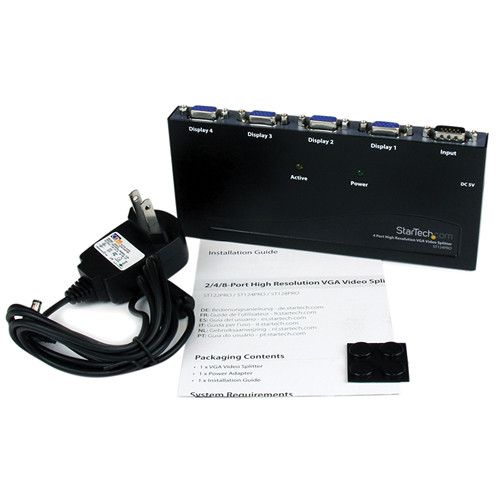  StarTech 4-Port High Resolution VGA Video Splitter (Black)