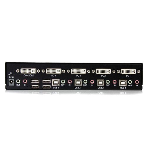  StarTech 4-Port DVI USB KVM Switch with Audio and USB 2.0 Hub (Black)