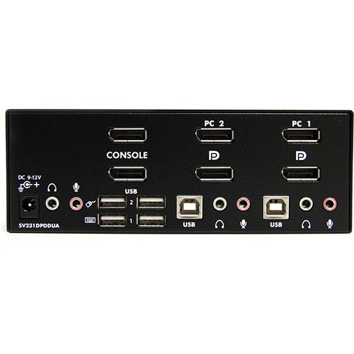  StarTech 2-Port Dual DisplayPort USB KVM Switch with Audio & USB 2.0 Hub