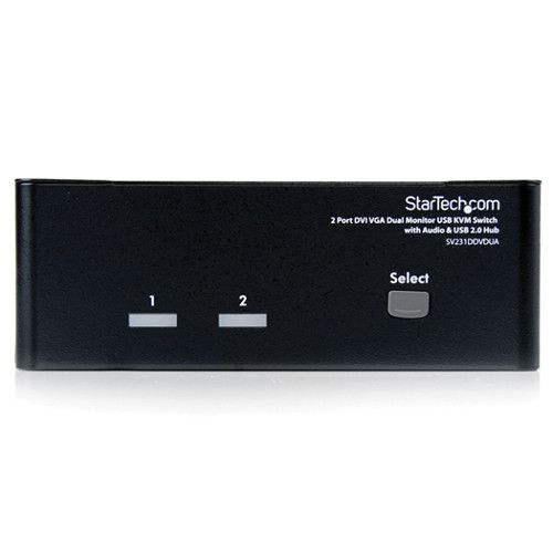  StarTech 2-Port DVI+VGA Dual Monitor KVM Switch with Audio & USB 2.0 Hub