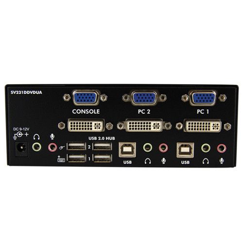  StarTech 2-Port DVI+VGA Dual Monitor KVM Switch with Audio & USB 2.0 Hub