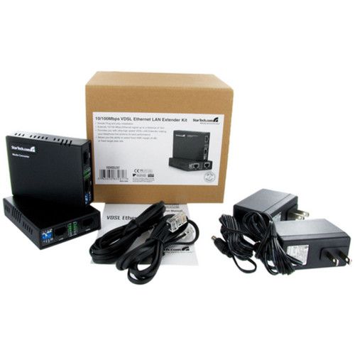  StarTech 10/100 VDSL2 Ethernet Extender Kit over Single Pair Wire (Black)