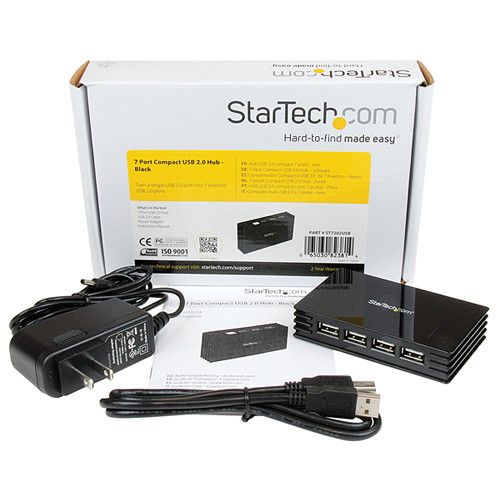  StarTech 7-Port Compact USB 2.0 Hub (Black)