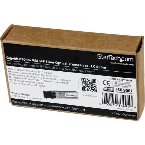  StarTech Gigabit 850nm Multi Mode SFP Fiber Optical Transceiver - LC 550m