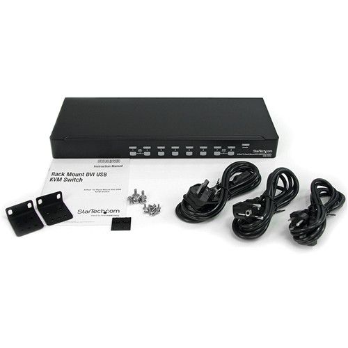  StarTech 8-Port 1U Rackmount DVI USB KVM Switch (Black)