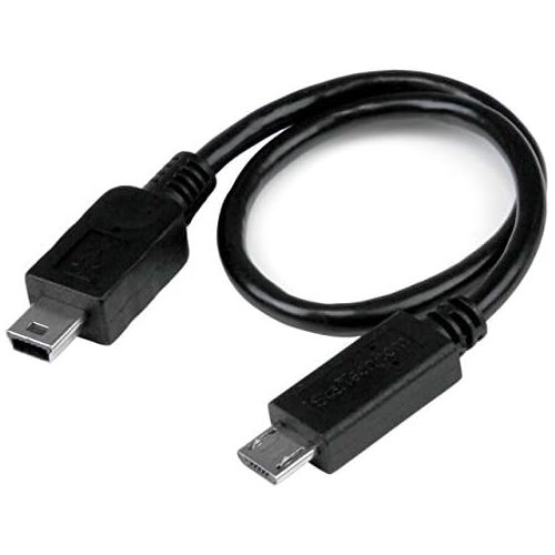  StarTech.com 8in USB OTG Cable - Micro USB to Mini USB - M/M - USB OTG Mobile Device Adapter Cable - 8 inch (UMUSBOTG8IN),Black