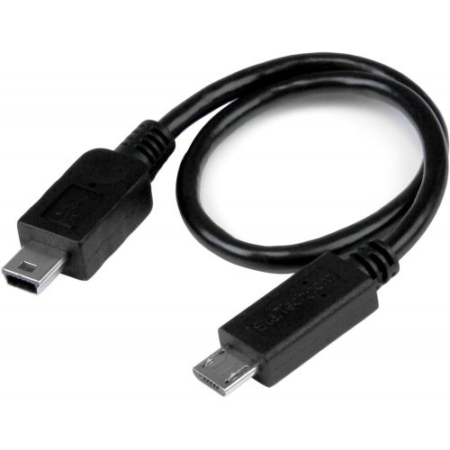  StarTech.com 8in USB OTG Cable - Micro USB to Mini USB - M/M - USB OTG Mobile Device Adapter Cable - 8 inch (UMUSBOTG8IN),Black