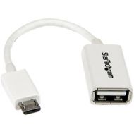 StarTech.com 5in White Micro USB to USB OTG Host Adapter M/F - Micro USB Male to USB A Female On-The-Go Host Cable Adapter - White (UUSBOTGW)