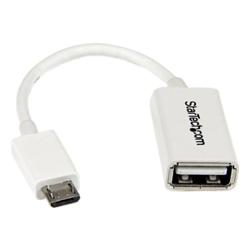  StarTech.com 5in White Micro USB to USB OTG Host Adapter M/F - Micro USB Male to USB A Female On-The-Go Host Cable Adapter - White (UUSBOTGW)