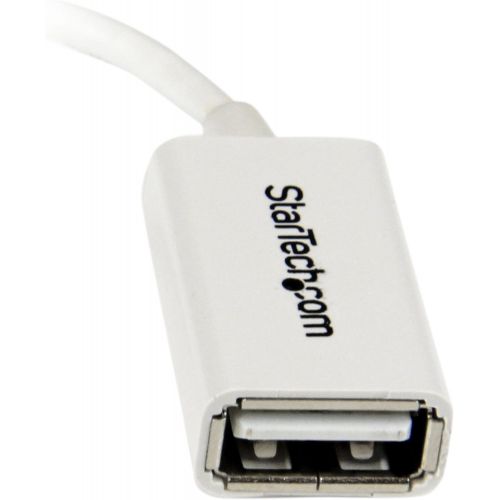 StarTech.com 5in White Micro USB to USB OTG Host Adapter M/F - Micro USB Male to USB A Female On-The-Go Host Cable Adapter - White (UUSBOTGW)