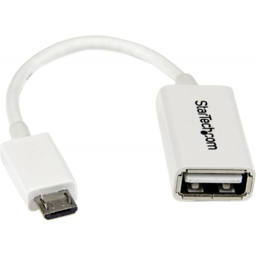  StarTech.com 5in White Micro USB to USB OTG Host Adapter M/F - Micro USB Male to USB A Female On-The-Go Host Cable Adapter - White (UUSBOTGW)