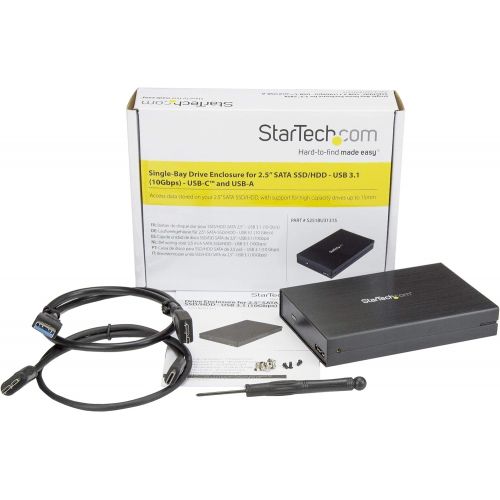  StarTech.com 2.5 SATA USB 3.1 Gen 2 Hard Drive Enclosure - w/ USB Type C and Type A Cables - USB 3.0 backwards compatible (S251BU31315)